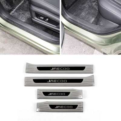 Suitable for Jaecoo J7 Stainless Steel Threshold Strip Modification, Welcome Pedal, Trunk Guard, Tailgate Exploration 06 (Dekorativ pedal başlıqları) - door-inside-4-pieces-of-inner-sill-strips-stainless-steel-silver-titanium-brushed-for-jaecoo-j7