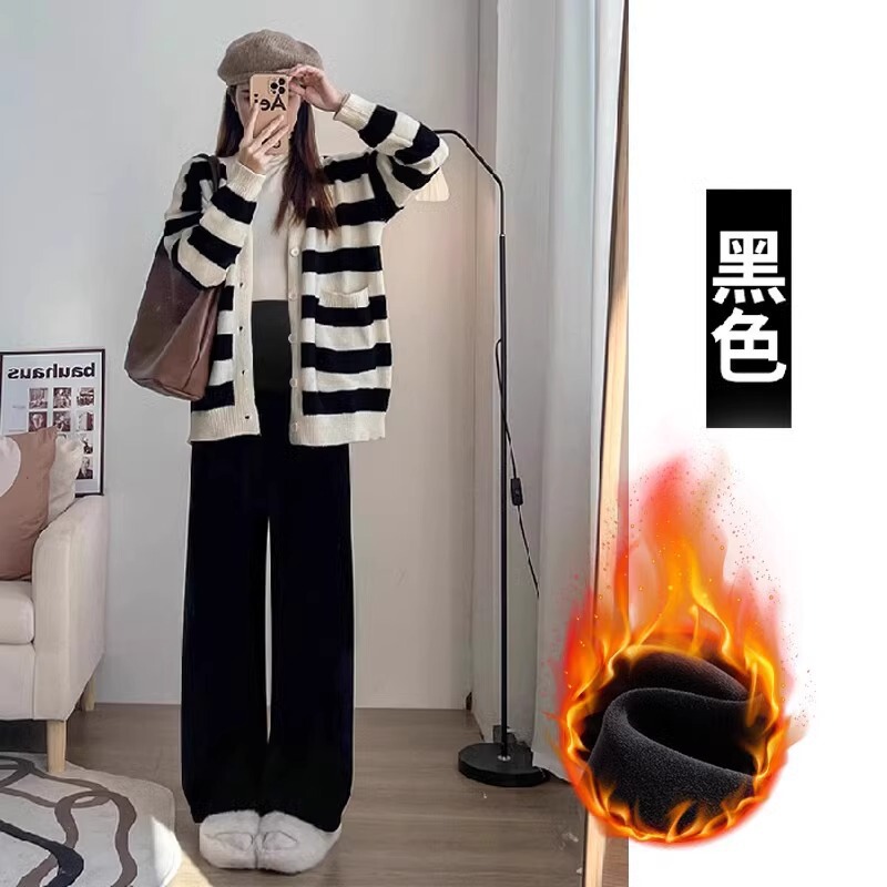 孕妇裤子春秋外穿阔腿裤秋季新款小个子大码加绒休闲直筒裤女秋冬|undefined