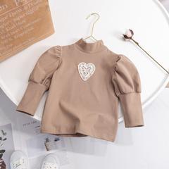 2023 Fall/Winter New Arrival Girls' Thickened Base Layer Top, Kids' Korean-style Top, Baby Girl's Thermal Fleece Long-Sleeve Design