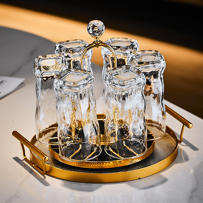 Advanced Sense Twisted Glass Household Drinking Cup Household Cup Living Room High Temperature Resistant Tea Cup Hospitality Cup suit