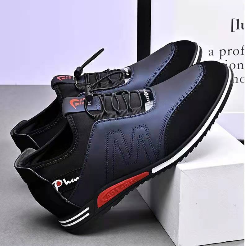 Calzado deportivo para hombre 2025 nueva tendencia zapatos casuales de negocios de suela suave ligera PU cara baja un pedal zapatos perezosos