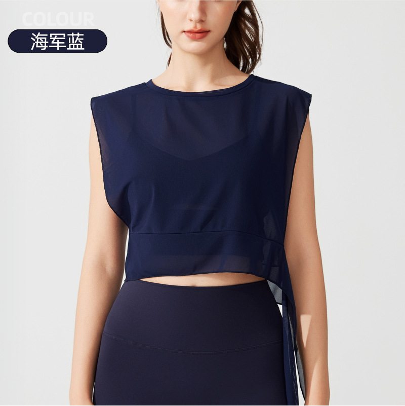 Camisa deportiva europea y americana sin mangas correr gimnasio mangas cortas respirantes chaleco de secado rápido primavera y verano mujer chaleco de yoga image 9