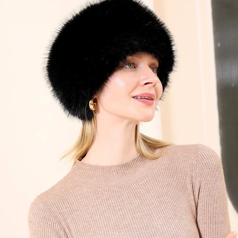 Transfronterizo de otoño e invierno imitación de piel de zorro piel gruesa sombrero de techo protección para los oídos cálido anillo sombrero para el cabello sombrero de techo vacío comercio exterior