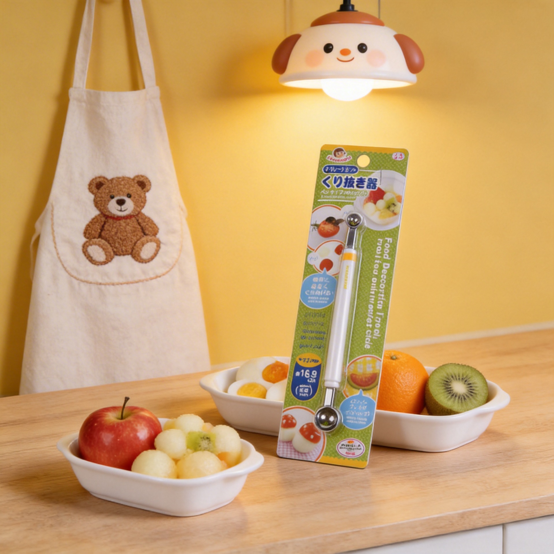 Children's Fruit Scooper Double-Headed Fruit Digger Wholesale Cute Simple Fruit Scooper Plastic Spoon Food-Grade Long Handle