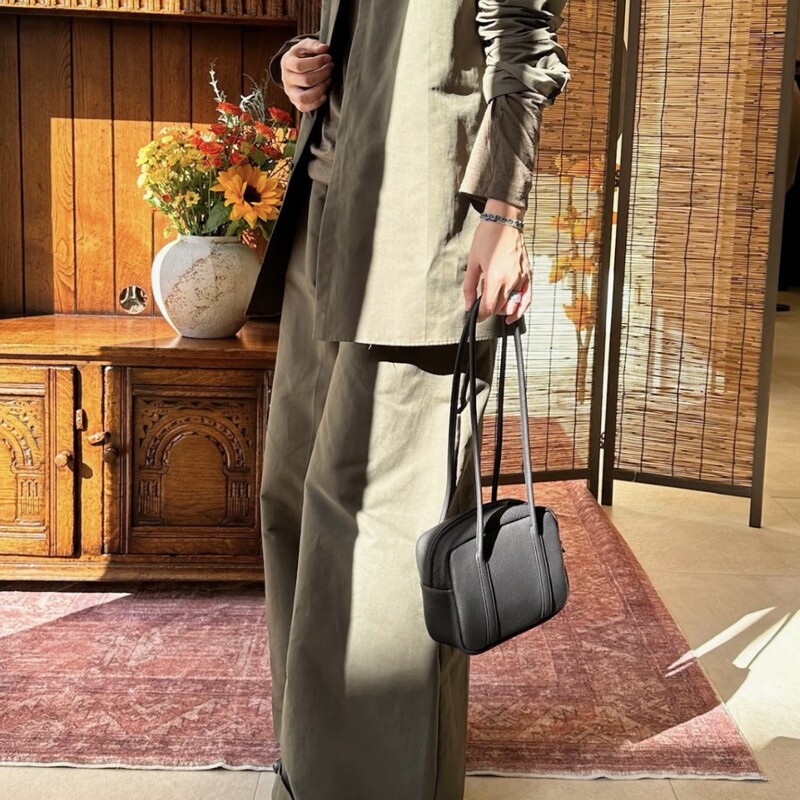 2025 Japanese Niche Long and Short Strap Boston Bag Aeta Genuine Leather Tofu Handbag Women's Crossbody Bag Small Square Bag