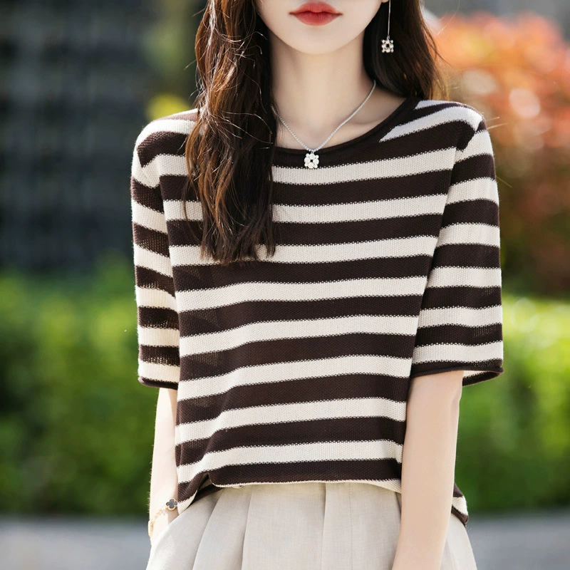 24-летний летний новый хлопковый трикотаж с короткими рукавами