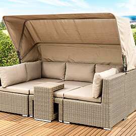 户外休闲创意藤编沙发床花园庭院露天藤椅茶几家具阳台藤沙发防水