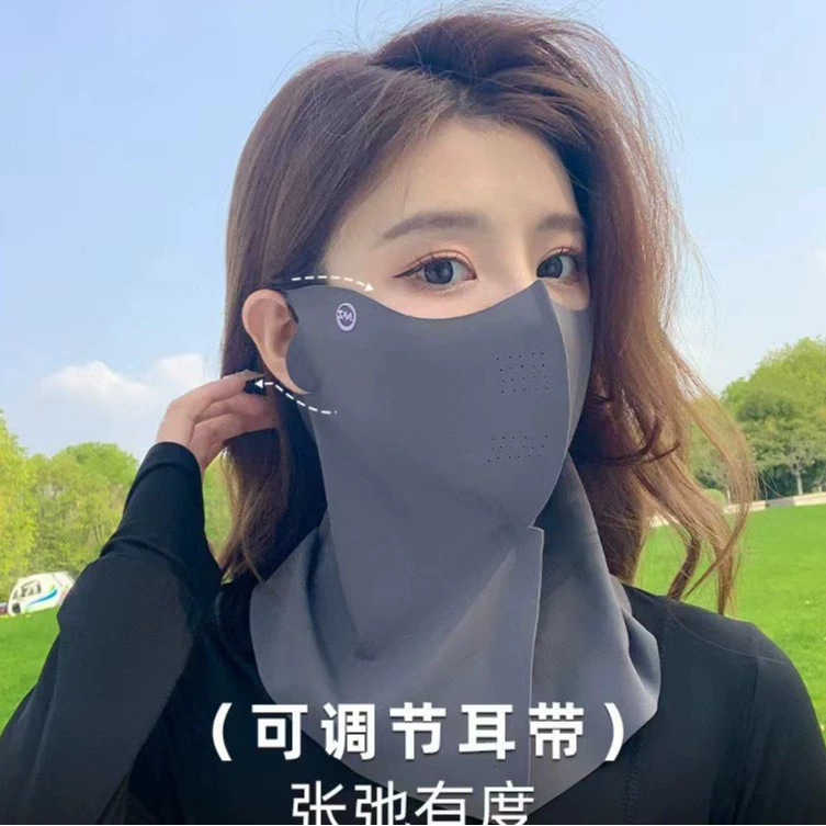 Полное лицо анти-УФ-защитная женская солнцезащитная маска Летняя ледяная шелка