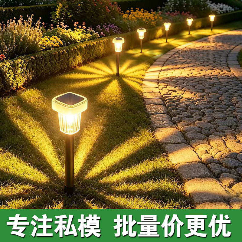 Cross-border solar-powered tungsten filament ground lights, outdoor waterproof garden landscape ambient lights, ground-insert lawn and courtyard path lights