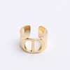 Fashionable ring with letters stainless steel, golden jewelry, simple and elegant design, European style