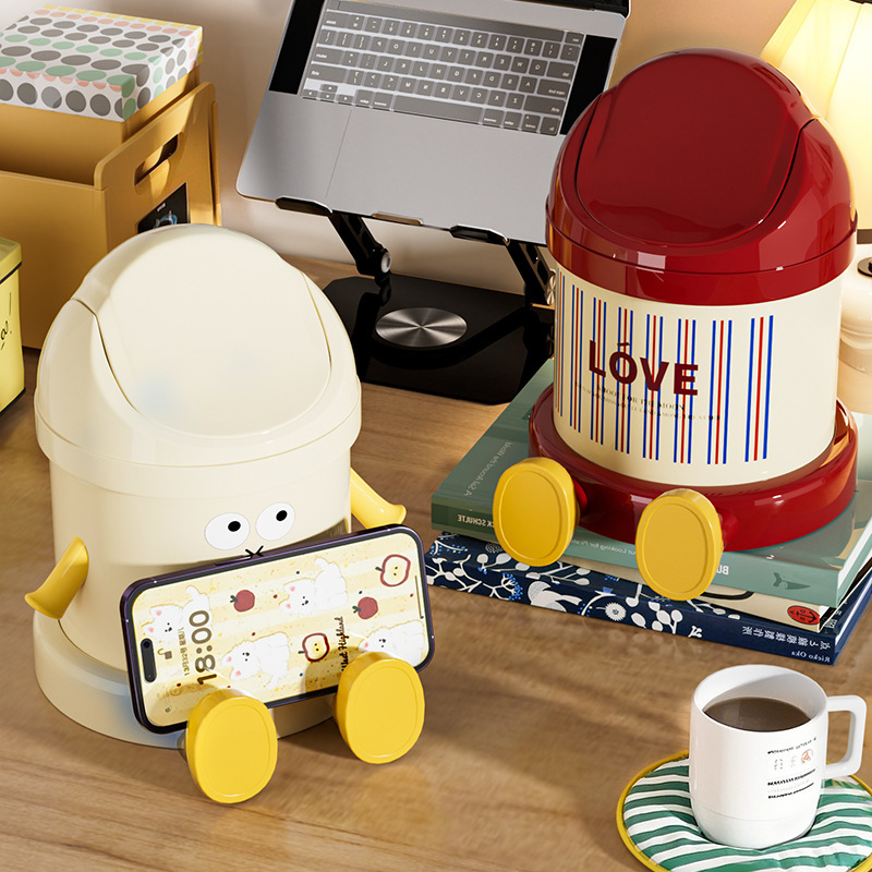 Desktop Trash Can for Home Use, Mini Cute Trash Bin for Dining Table, Office, Bedroom, Dormitory, Small Size with Lid, Coffee Table Storage Bin