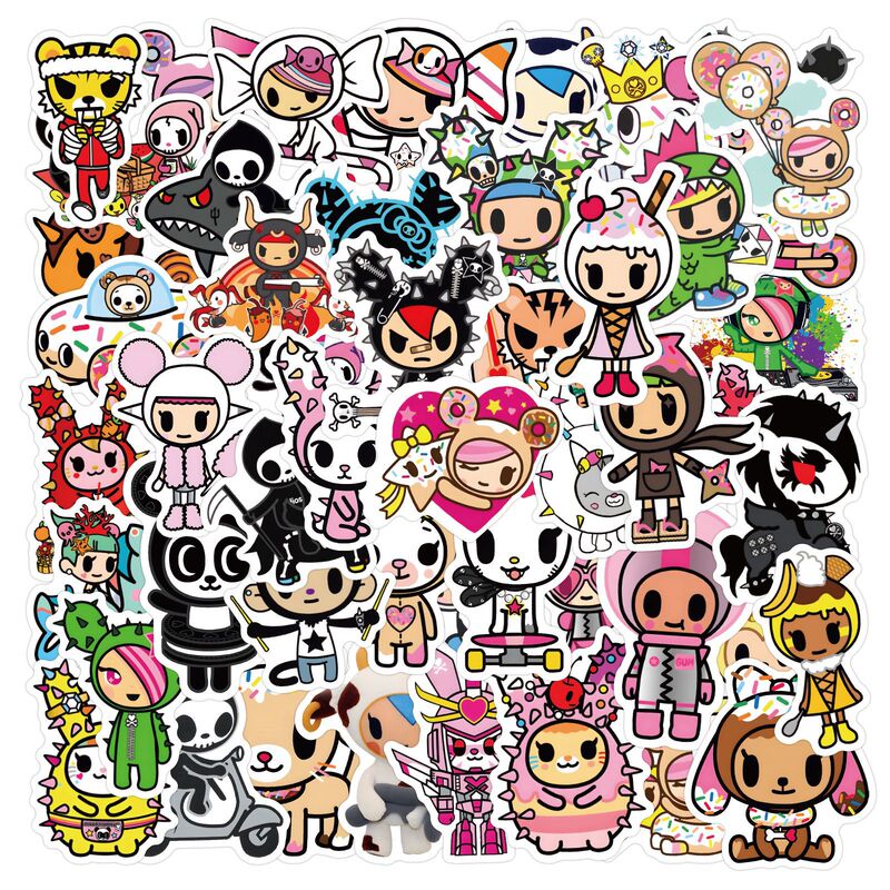 50 Cartoon Tokidoki Stickers for Decorating Journals, Stationery, Water Bottles, and Computers, Waterproof Decals