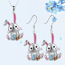跨境可爱卡通粉色兔子吊坠简约甜美女孩小动物精致配饰复活节