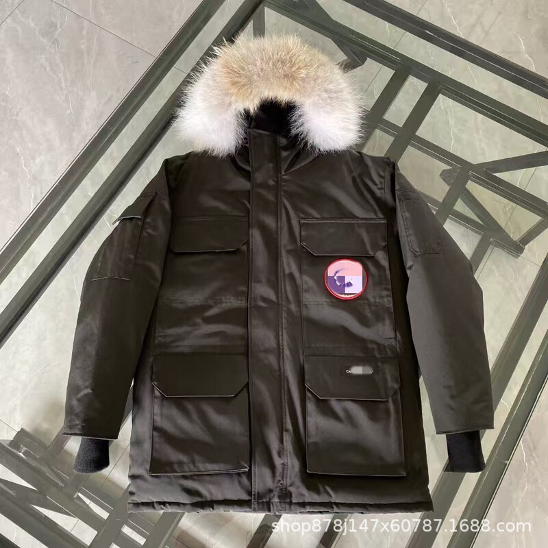 Big Goose down Jacket 08 Expedition Style Wolf Fur Collar Men's and Women's Couple Mid-Length Parka Classic Fashion Jacket High