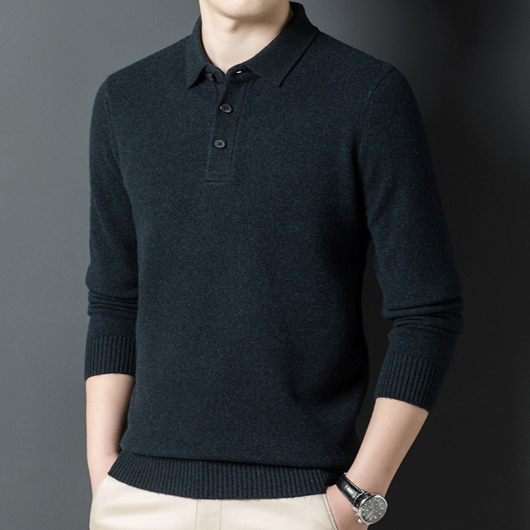 Counter high-grade wool sweater men's autumn and winter new business casual simple sweater fashion skin-friendly base shirt