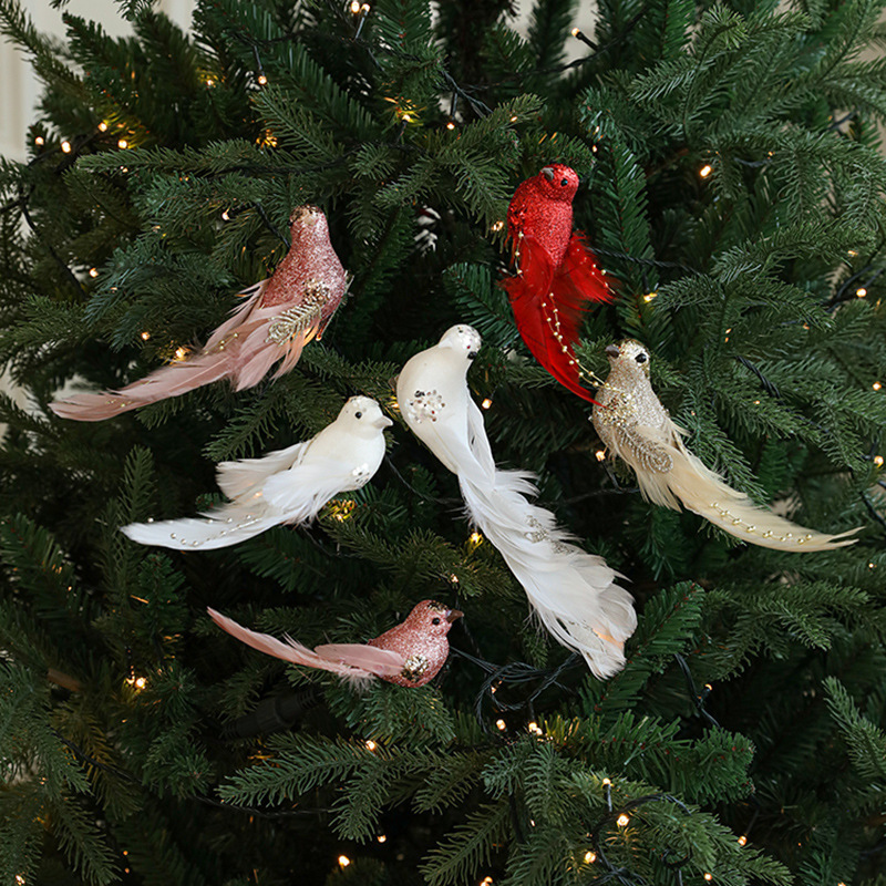 Simulated Foam Feather Bird Peacock Flying Bird Decoration Christmas Tree Decoration Feather Pendant Christmas Decorations