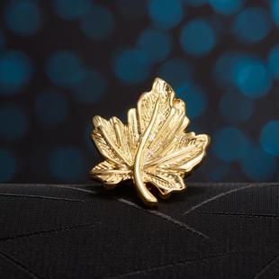 Golden Maple Leaf Brooch Men's Collar Needle Suit Coat Corsage Suit Jacket Brooch Women's Accessories Japanese and Korean Fashionable