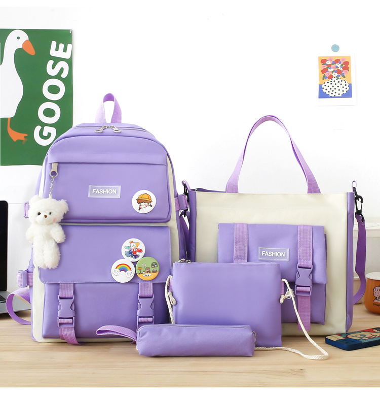 Solid Color Casual School Daily School Backpack display picture 11