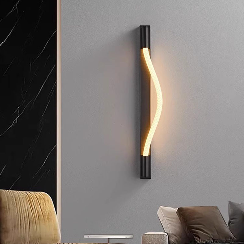 Moderno minimalista sala de estar lujoso ligero líneas de silicona nota lámpara de pared artística nórdica minimalista creativa dormitorio lámpara de cabecera