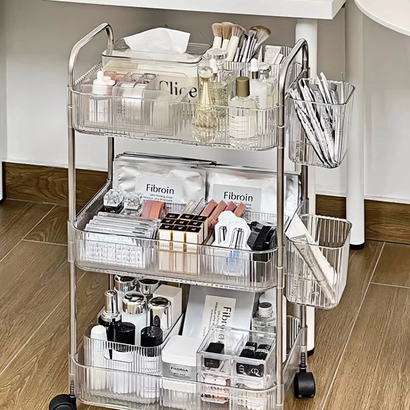 Storage rack Acrylic snacks trolley Cosmetics Floor-standing dormitory bookshelf Bedside desktop bathroom i7
