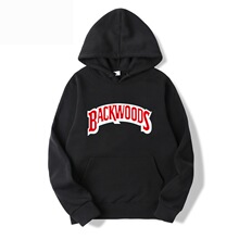 春秋新款男士套头衫嘻哈时尚连帽卫衣 BACKWOODS印花运动外套