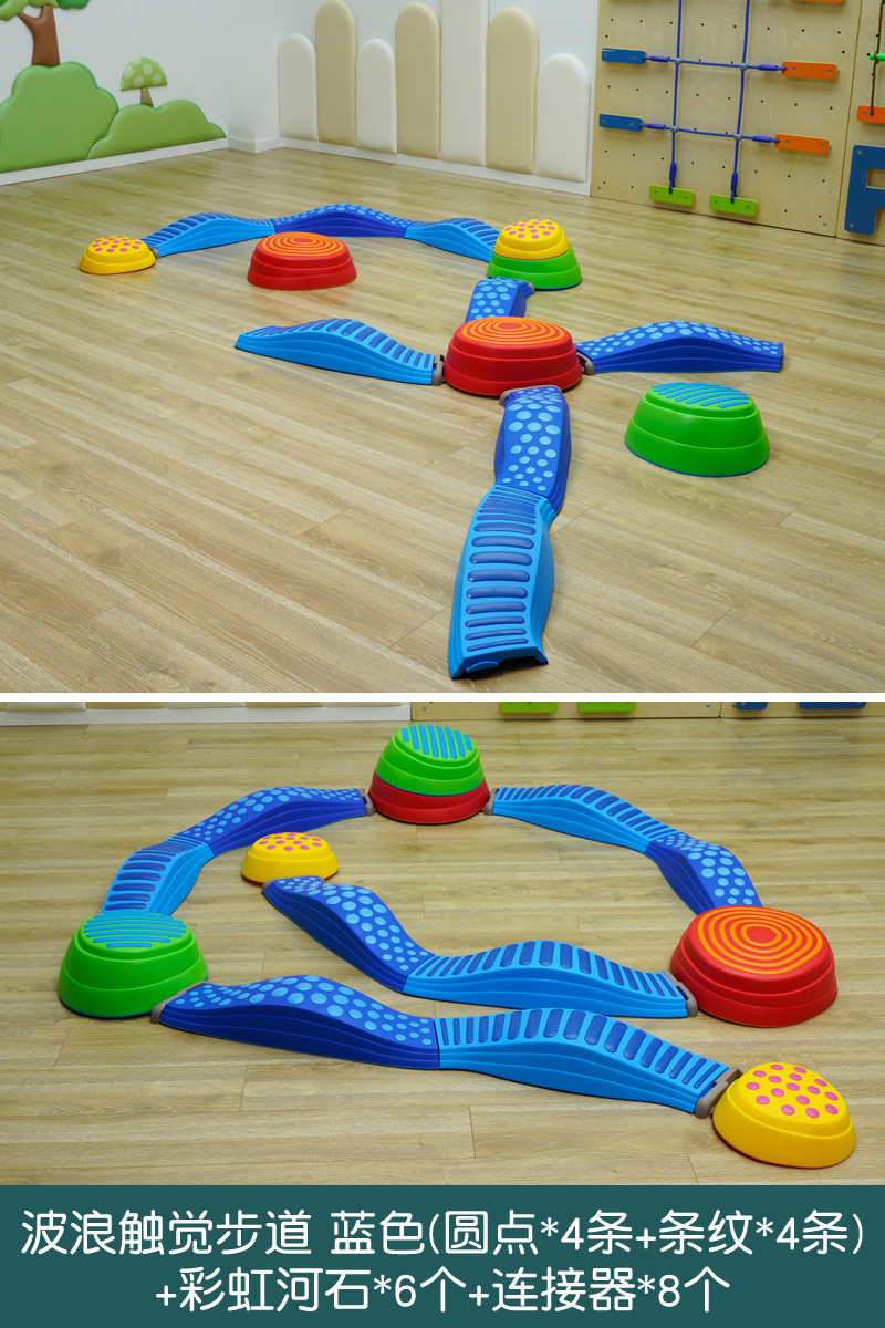 Balance táctil Wave Trail Rainbow River Rock Kids Outdoor Fitness Juguetes de entrenamiento de madera de equilibrio