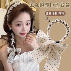 2025波点飘带带齿梳发箍高级感女温柔蝴蝶结绑发头饰气质高颅顶头