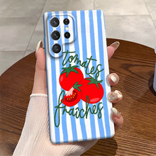 ins日韩风条纹番茄适用GalaxyS23三星菲林壳S24全包精孔S25手机壳