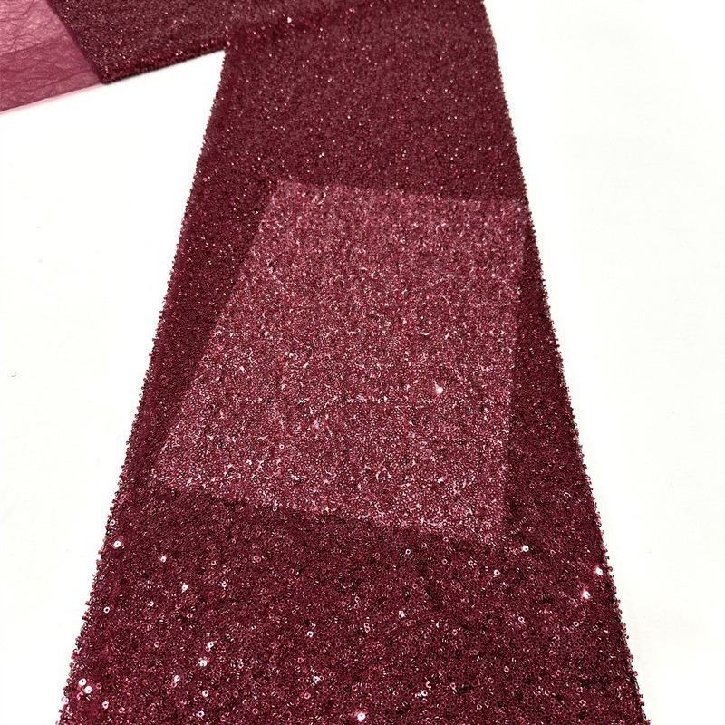 Comercio exterior transfronterizo de alta densidad full sequins tubo de perlas modelo de tela bordada vestido de novia cena tela bordada tridimensional