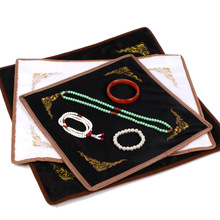 文玩工具展示布黑白色双面绒布看货布穿珠布水晶首饰袋柜台展示垫