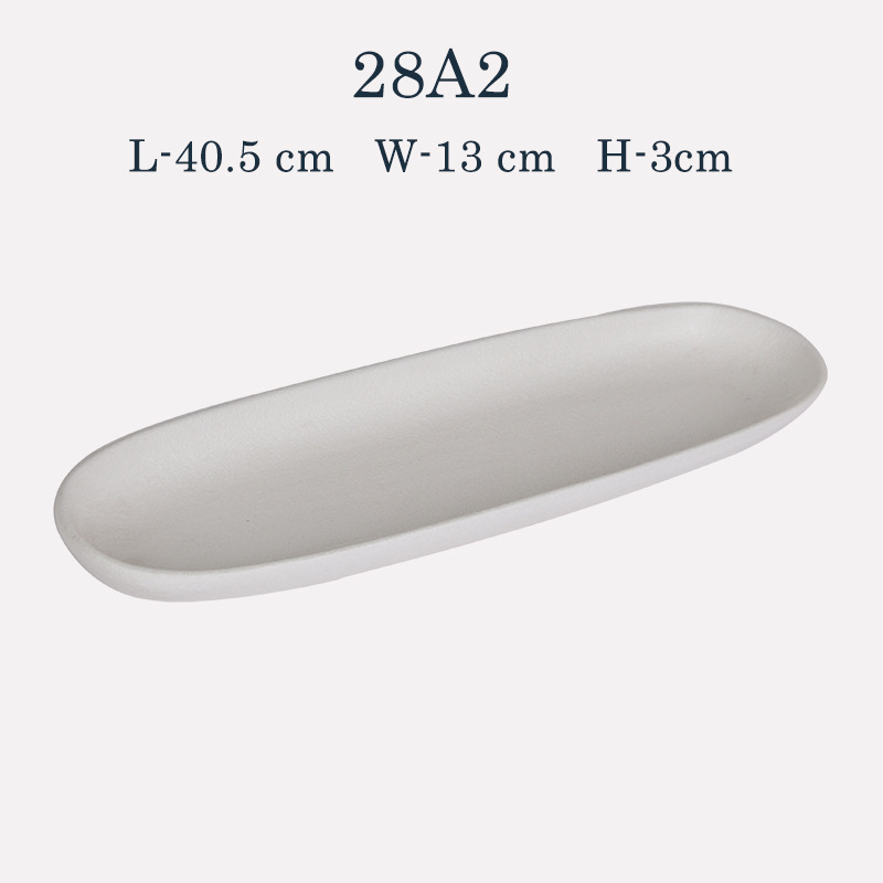 Plato de cerámica negro blanco ovalado rectangular de estilo japonés plato doméstico plato de sushi de restaurante japonés plato de ensalada plato frío