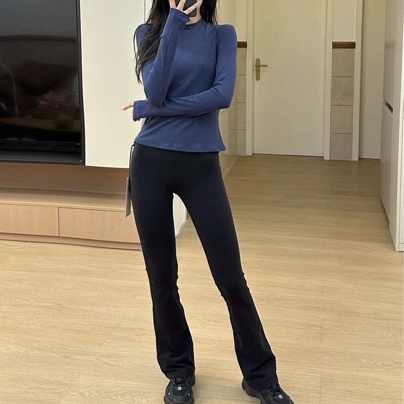 Correct Version of Yoga Pants with a Naked Feel, High Waist, Butt-Lifting, Slightly Flared, Nine-Point Length, Slimming, Elastic, Sports Fitness Leggings, Quick-Dry