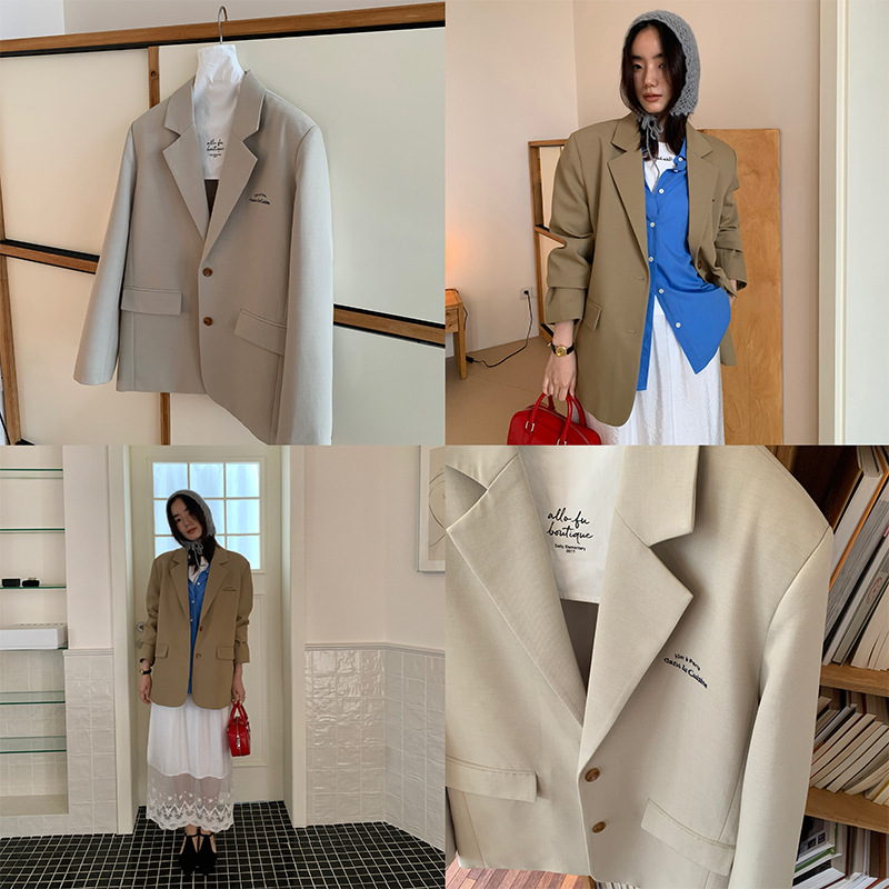 [Clearance No Returns] Winter Jacket Blazer for Women 2025 Autumn Simple Embroidered Lapel Blazer 22