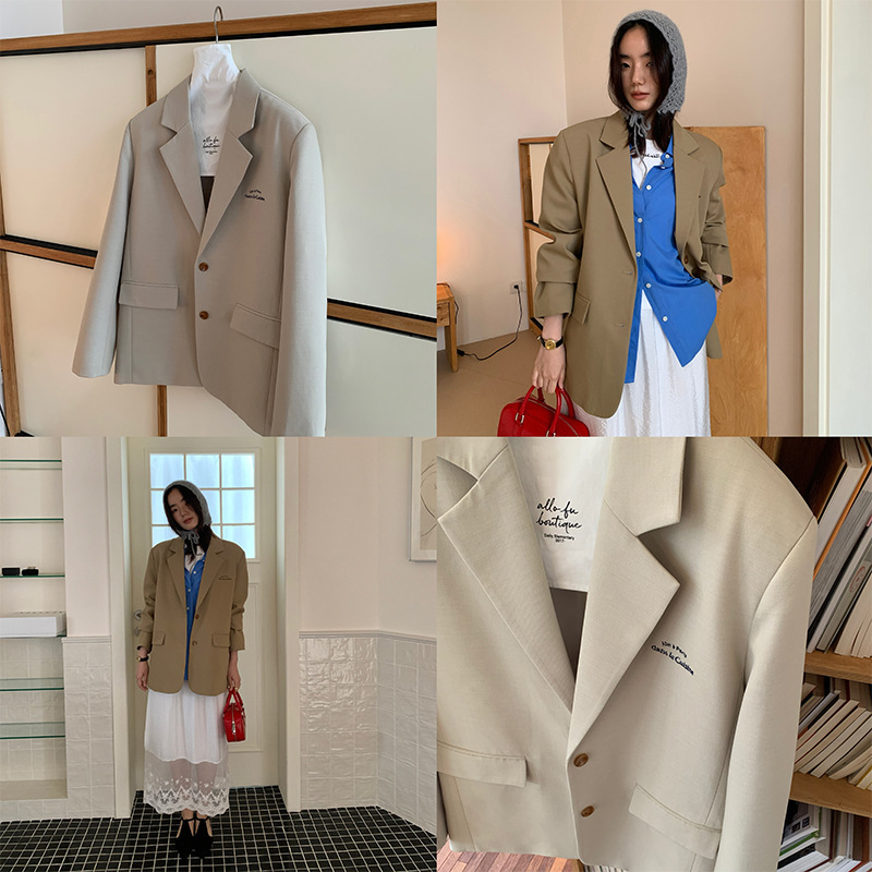 [Clearance No Returns] Winter Jacket Blazer for Women 2025 Autumn Simple Embroidered Lapel Blazer 22