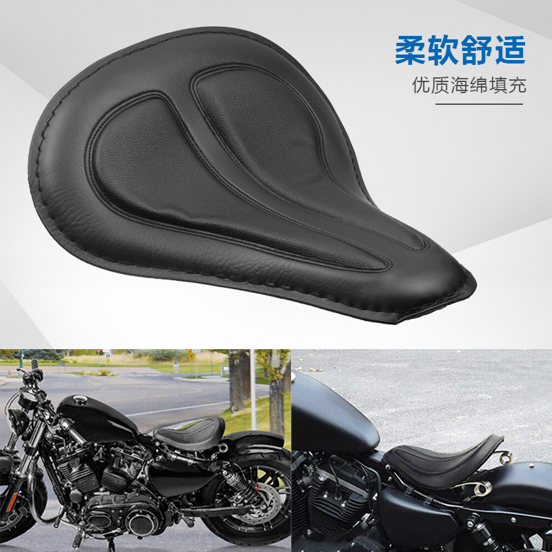 哈雷摩托车Sportster XL883 XL1200 改装复古弹簧单坐垫皮座单座