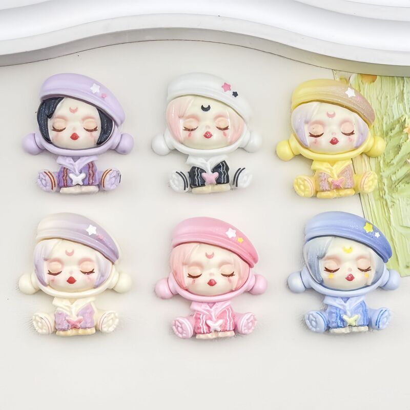 Cartoon New Sitting Bubble Girl DIY Resin Accessories Handmade Hairpin Hair Accessories Refrigerator Stickers Keychain