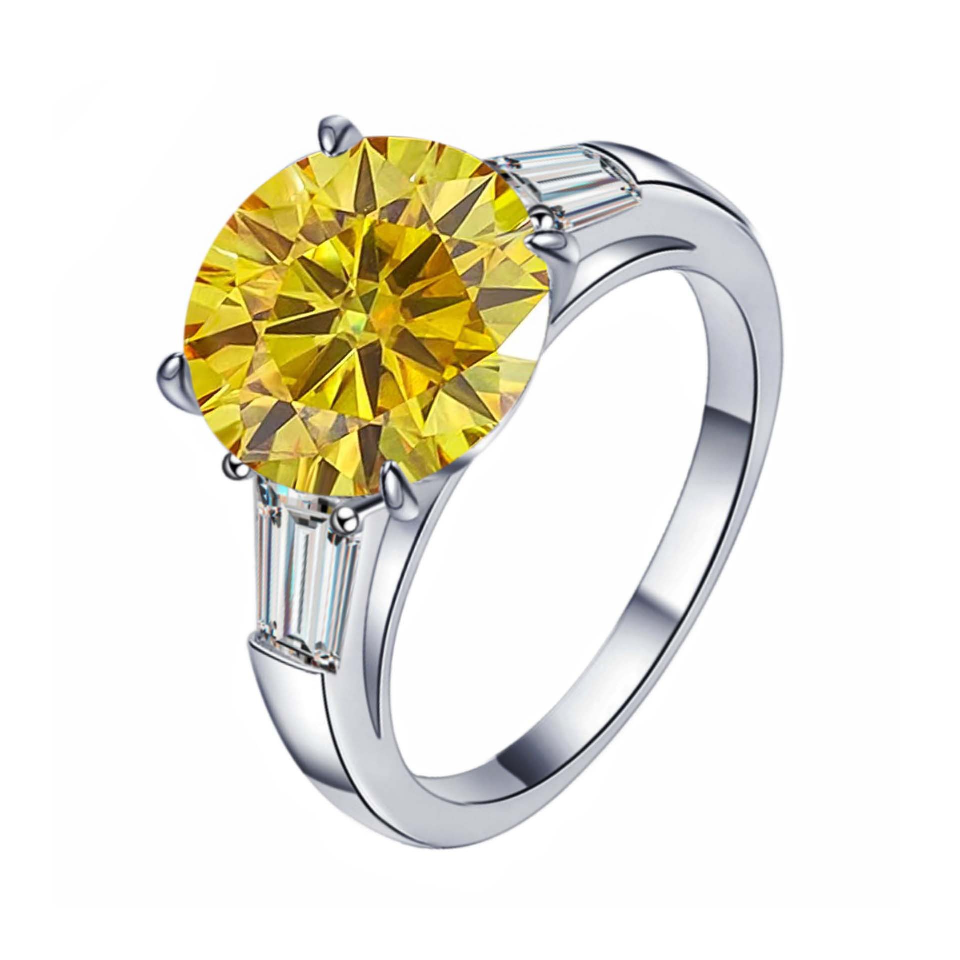 S925 plata esterlina de 5 quilates anillo de piedra de moissan, anillo de compromiso elegante de alta calidad