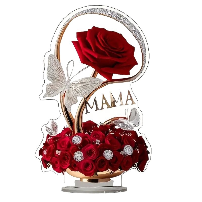 Regalo de rosa plana 2D transfronteriza Regalo de cumpleaños para esposa Regalo de rosa para mamá Colgante