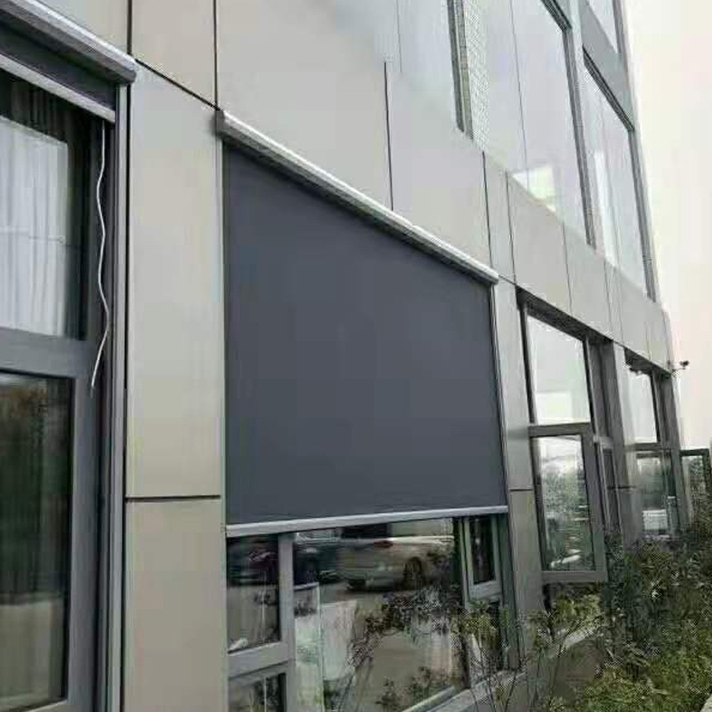 Al aire libre a prueba de viento persiana eléctrica automática sombreado cortina de protección solar elevación inteligente a prueba de viento persiana a prueba de viento cortina a prueba de viento