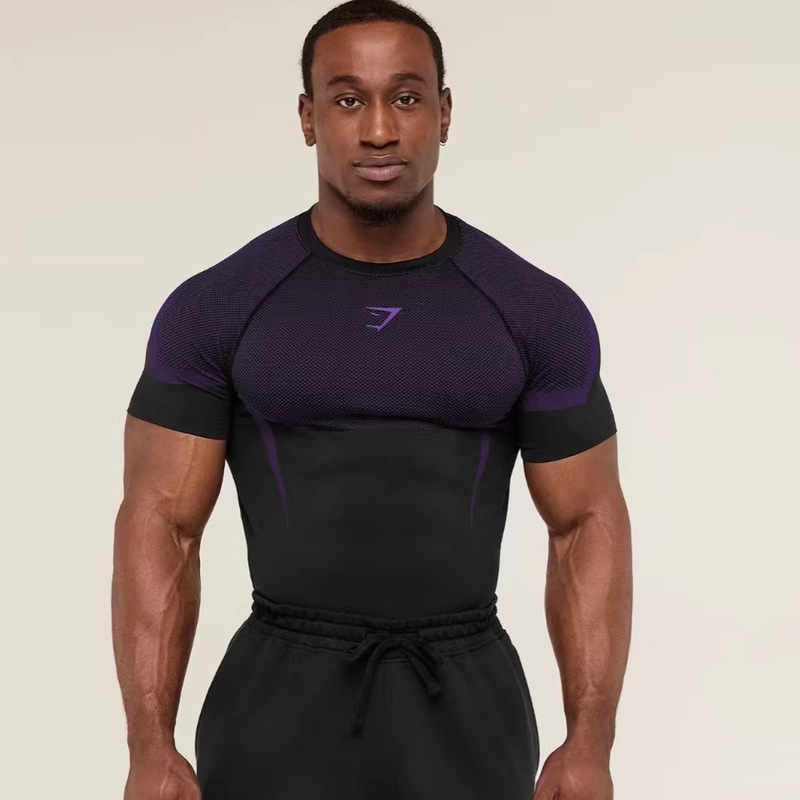 Gymshark Shark Onyx5 New Running Sports Fitness Top Breathable Tight Short-Sleeved Casual Running T-Shirt