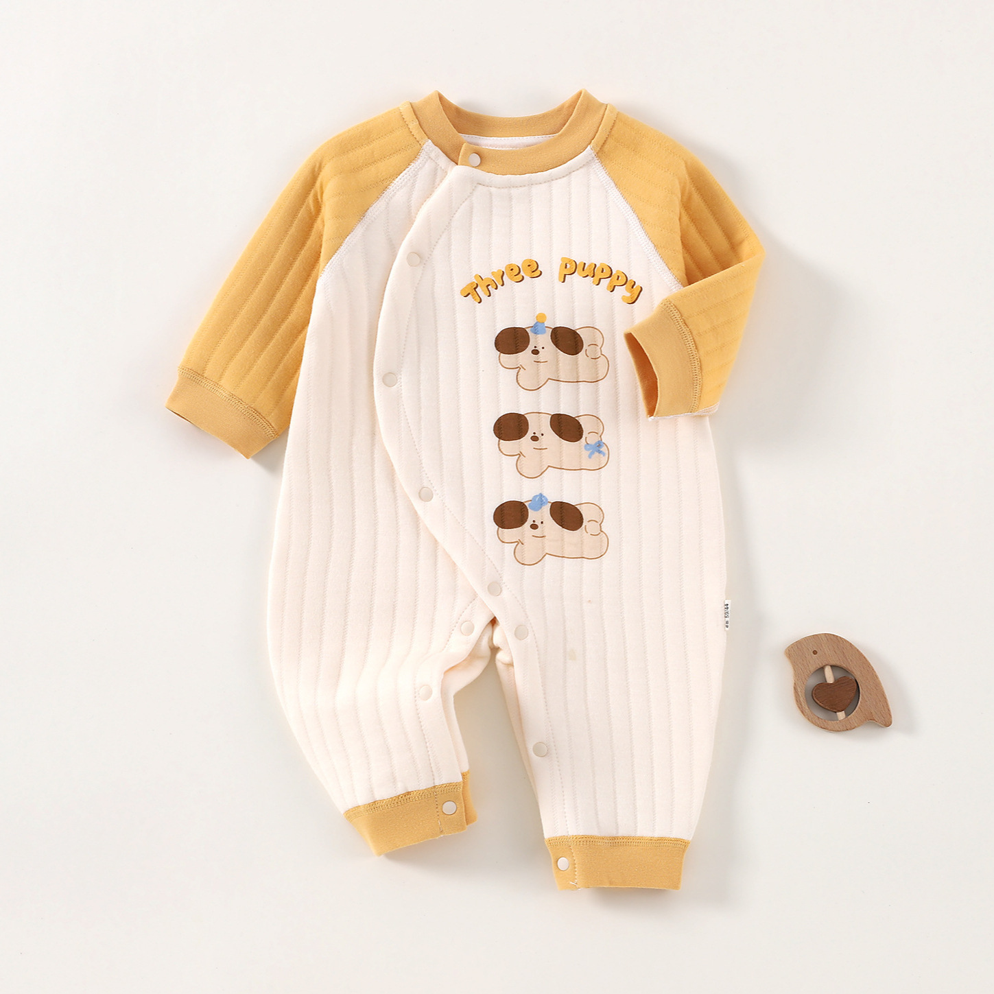 婴儿连体衣秋冬款夹棉加厚保暖长袖新生儿衣服宝宝哈衣爬服秋冬装