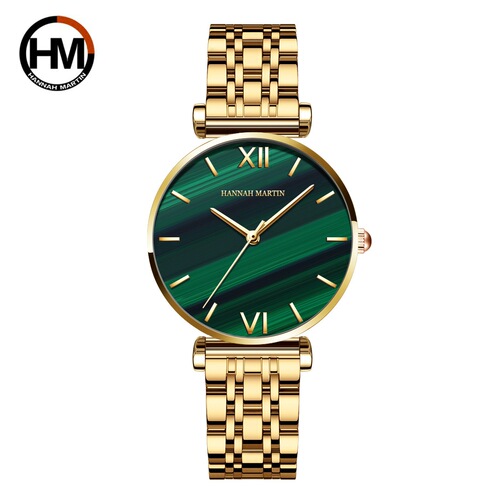 Hannah Martin/Hannah Martin Japanese movement starry malachite small green watch ladies waterproof watch