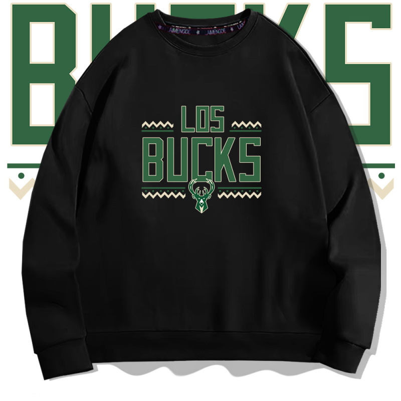 Y Milwaukee Bucks basketball sports round neck sweater pullover youth long sleeve loose fashion coat