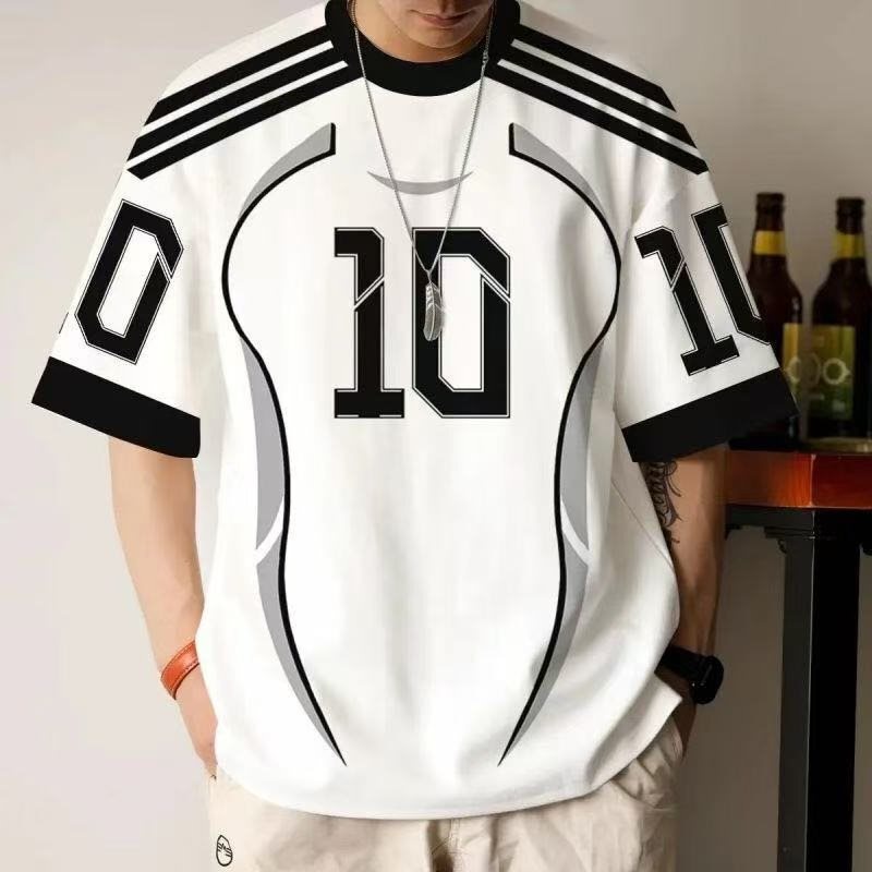 Summer Short-Sleeved American-Style Casual Sports Basketball Hip-Hop Rugby Loose T-Shirt for Men and Women