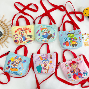 New Children's Canvas Bag Shoulder Cute Cartoon Children's Crossbody Bag Korean Girl's Small Cloth Bag Little Girl's Bag