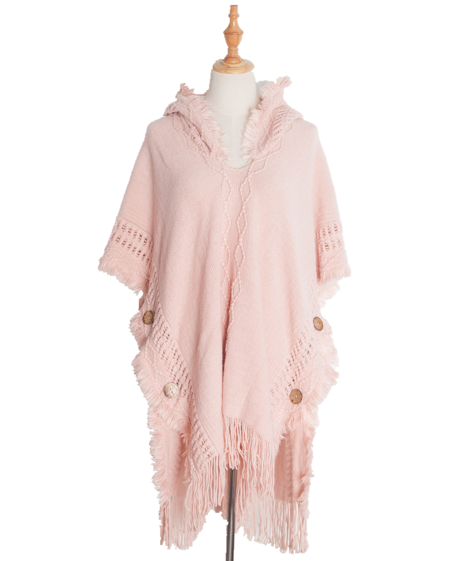 Unisex Cape Spring and winter plus-size knit button-hooded cape cape_voghion.com