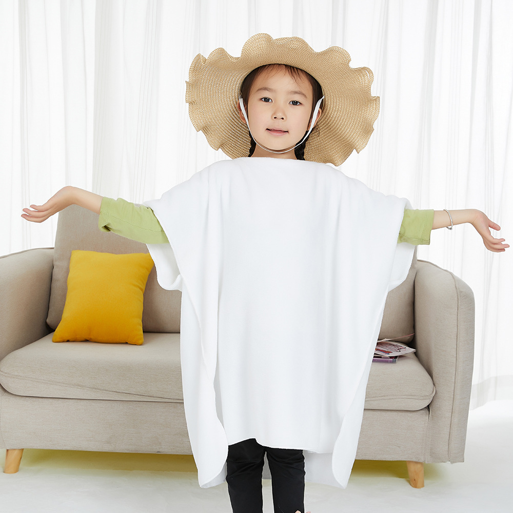 빈 소재 어린이 더블 플란넬 목욕 타월 케이프 후드 풀오버 야외 여행 따뜻한 잠옷 목욕 가운