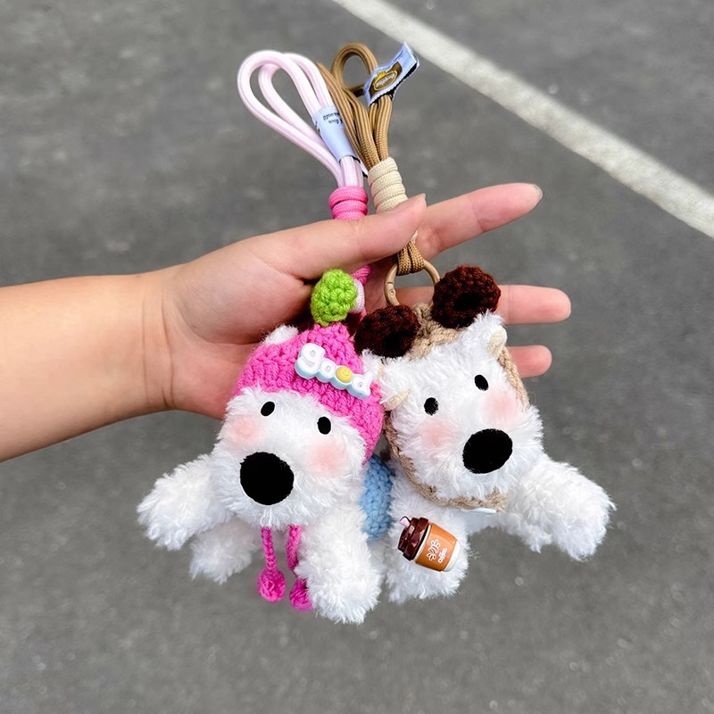 Cute West Highland felpa colgante bolso colgante dibujos animados garabateado cachorro muñeca llavero accesorios regalos creativos