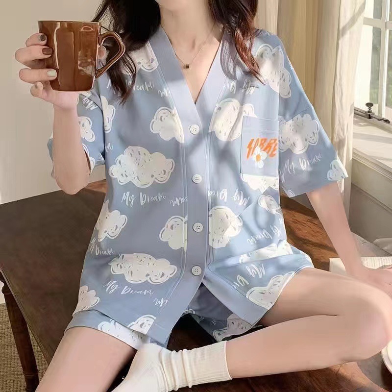 Pijamas para mujer, verano 2025, nuevo estilo, pantalones cortos de manga corta, talla grande, lindos, florales, conjunto para estar en casa image 25