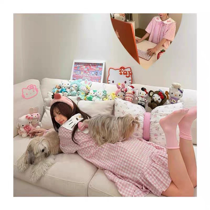 Hello Kitty, кукла, летний пижамный костюм, длинная юбка, кардиган, платье, интернет-знаменитость, воротничок куклы, с коротким рукавом